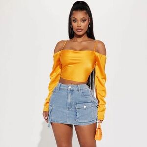 Fashion Nova Major Mood Denim Cargo Mini Skirt - Light Wash New